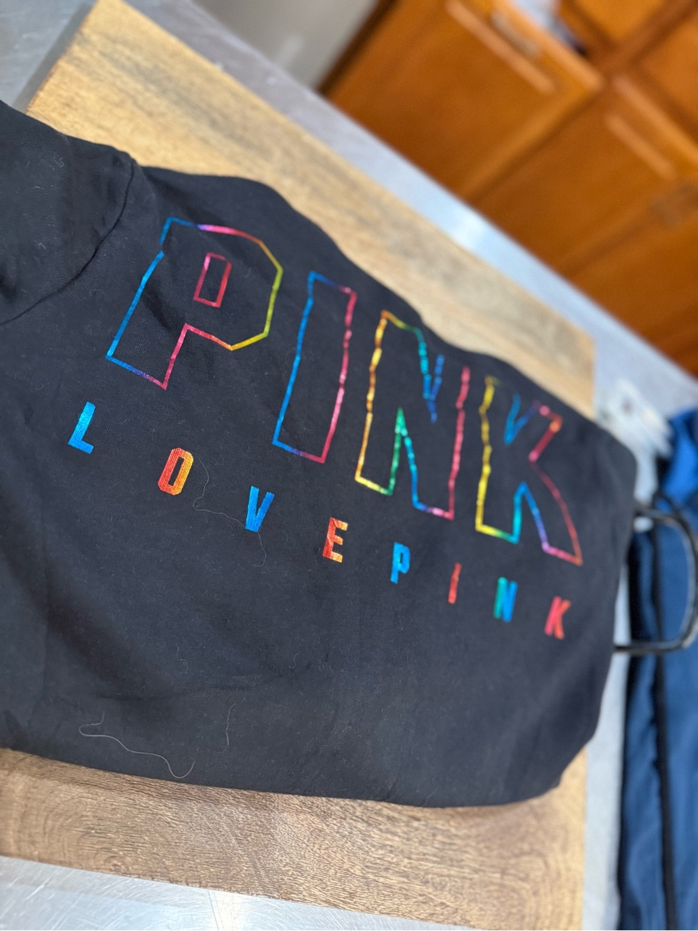 PINK Victoria's Secret Black Zip-Up Hoodie with Colorblock Logo - Picture 8 of 9